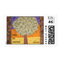 Tree At Sunset Postage Stamps