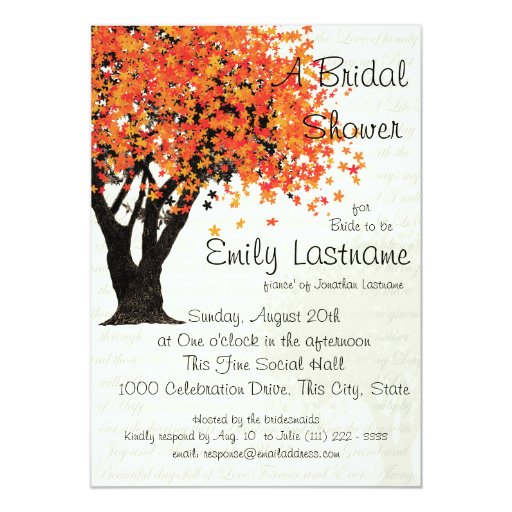 Tree Autumn Bridal Shower Invite