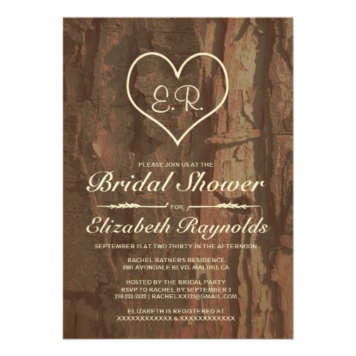 Tree Bark Bridal Shower Invitations