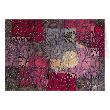 Tree branches an leaves against the moon - Pink Cards