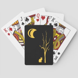 Tree, Cat and Moon Playing Cards