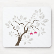 Tree ~ Cherry Tree White Leaf Mouse Pad