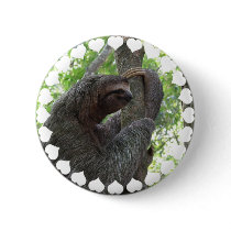 Tree Climbing Sloth Round Button