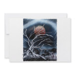 Tree Dark back scary moon spray paint painting Personalized Invitations