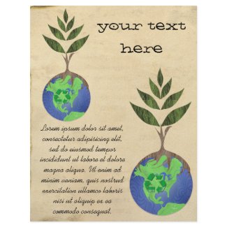 Tree Earth ReCycle Continents Globe Faux Parchment flyer
