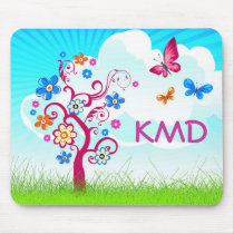 Tree Flower Butterfly mousepads