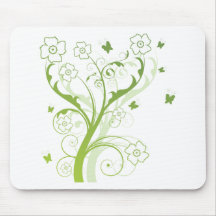 Tree ~ Flowering Tree & Butterflies Mousepad