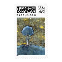 Tree for dreamers fun unique modern landscape art stamps