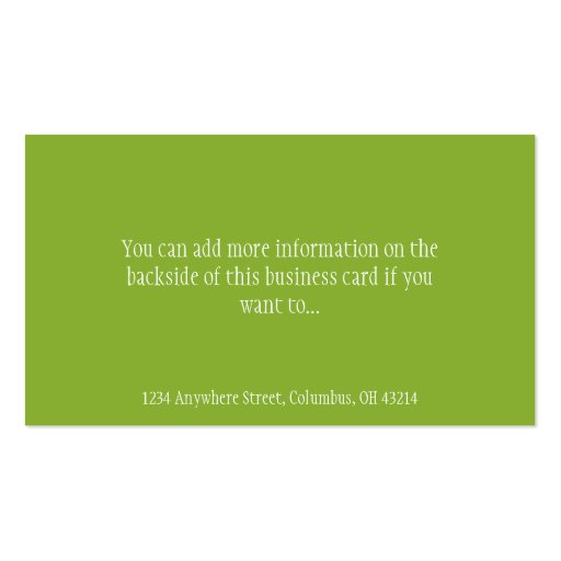 Tree Frog on a Platform Business Cards (back side)