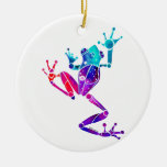 Tree Frog Purple Ceramic Ornament