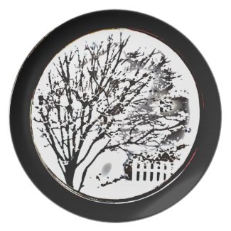 Tree from the Porthole - Black and White fuji_plate