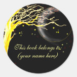 Tree, glowing with fireflies round sticker