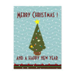 tree green xmas greetings post card