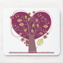 Tree ~ Heart Hearts Leaf Love Tree Mousepad