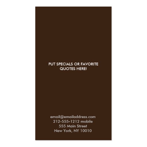 TREE in BROWN/WHITE VERTICAL Business Card (back side)