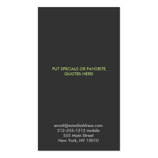 TREE in GREEN/GRAY VERTICAL Business Card (back side)