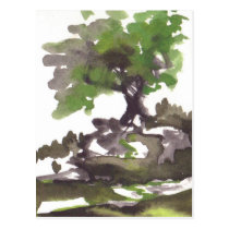 Tree in Summer Watercolor postcards