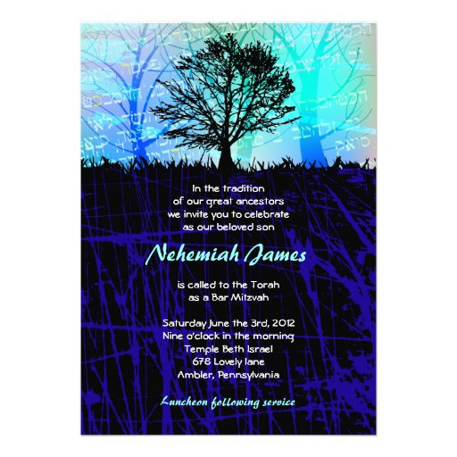 Tree in the Woods Bar Bar Mitzvah Invitation