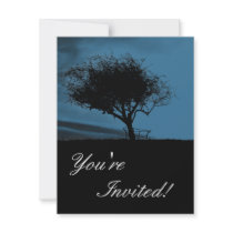 Tree Invite. Hawthorn in Glastonbury. Black Blue invitations