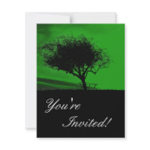 Tree Invite. Hawthorn in Glastonbury. Black Green invitations