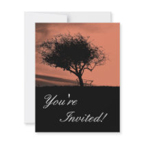 Tree Invite. Hawthorn in Glastonbury. Black Orange invitations