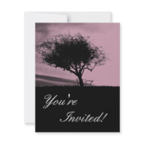 Tree Invite. Hawthorn in Glastonbury. Black Pink invitations