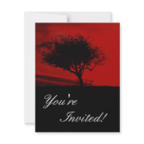 Tree Invite. Hawthorn in Glastonbury. Black Red invitations