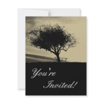 Tree Invite. Hawthorn in Glastonbury. Black Sepia invitations