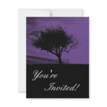 Tree Invite. Hawthorn in Glastonbury. Black Violet invitations