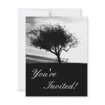 Tree Invite. Hawthorn in Glastonbury. Black White invitations by PsyborgAli Tree Invite. Hawthorn in Glastonbury. Black White invitations