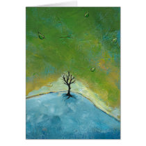 Tree leaves landscape painting we are connected cards