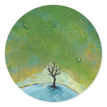 Tree leaves landscape painting we are connected stickers