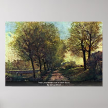 Tree-Lined Avenue In A Small Town By Sisley Alfred Poster
