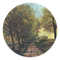Tree-Lined Avenue In A Small Town By Sisley Alfred Sticker