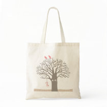 Tree Love Birds Love Initial Custom Tote Bag