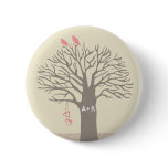 Tree Love Birds Love Initials Custom Button