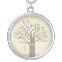 Tree Love Birds Love Initials Custom Necklace