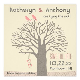 Tree Love Birds Save The Date Flat Card Square Custom Invitations