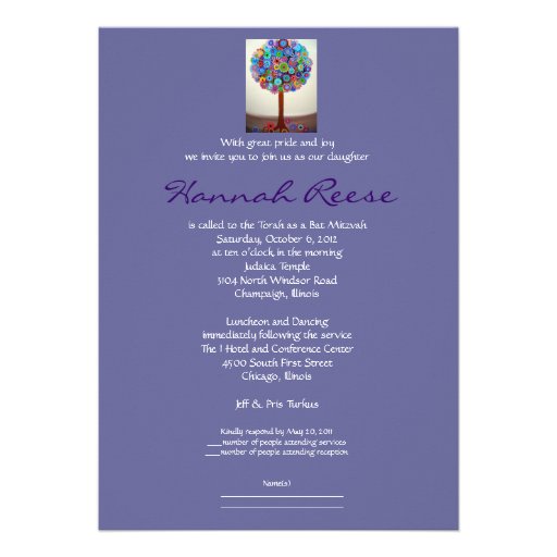 Tree of Life Bar Bat Mitzvah Invitations
