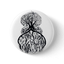 TREE of LIFE - black & white Pin