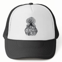 TREE of LIFE - black & white Trucker Hats