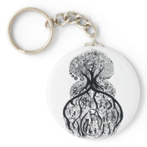 TREE of LIFE - black & white Keychain