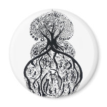 TREE of LIFE - black & white Fridge Magnets