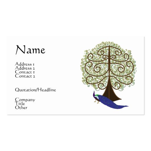 Tree of Life Business Card / Profile Card (front side)
