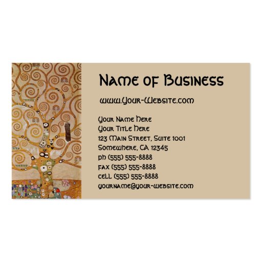Tree of Life by Klimt, Stylized Art Nouveau Symbol Business Card (front side)