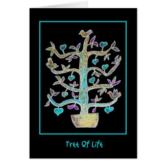 Tree Of Life Greeting Card - Black card