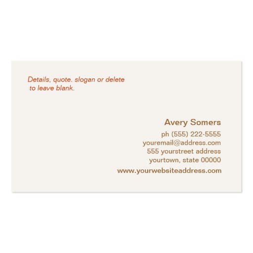 Tree of Life Health and Wellness Orange Business Cards (back side)