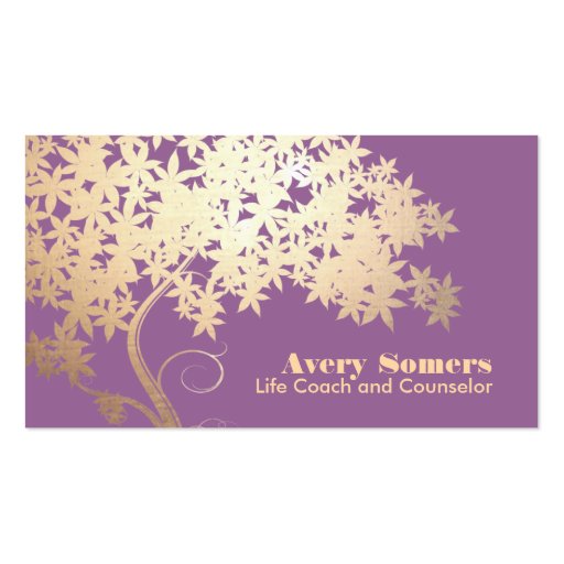Tree of Life Health and Wellness Purple Business Card (front side)