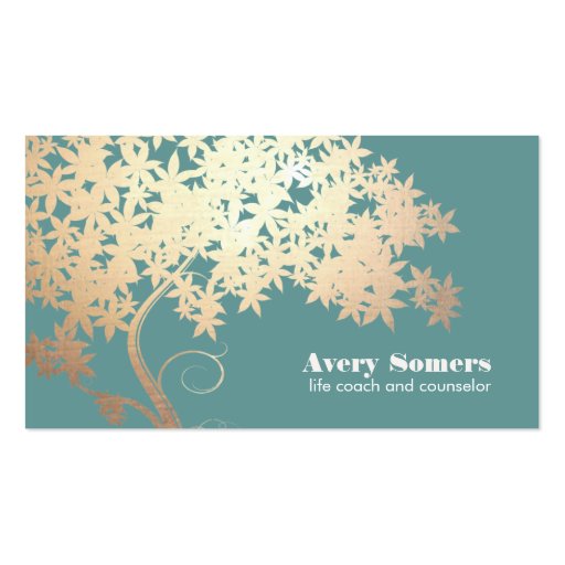 Tree of Life Health and Wellness Teal Business Card Templates (front side)