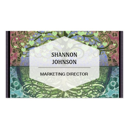 Tree of Life Hearts and Love Business Card Templates (front side)